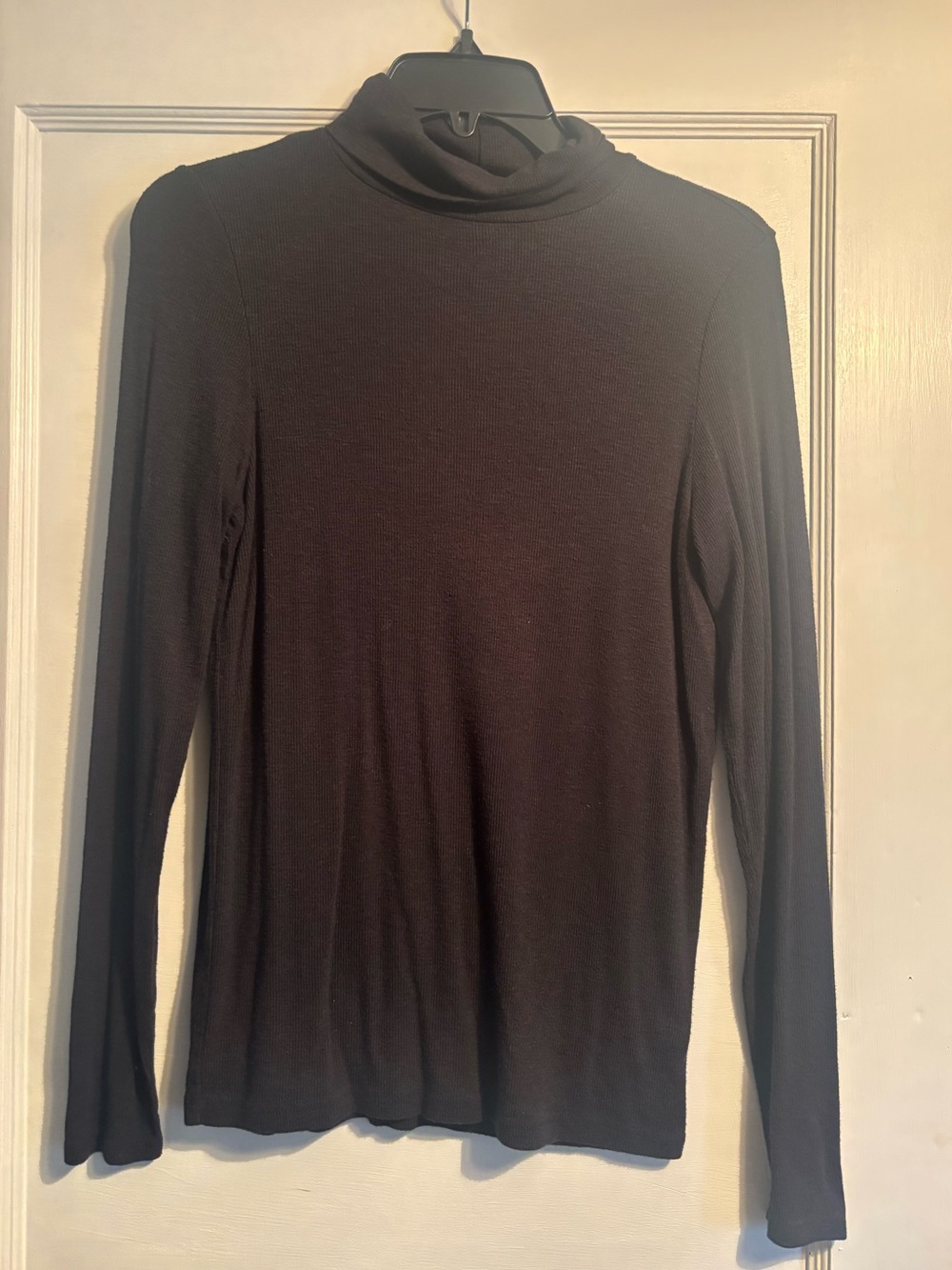 Simple Black Long Sleeve Turtleneck Top